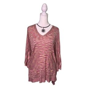 Y2K Intrigue Multicolor Knit Poncho Top Size XL Boho Flowy Oversized